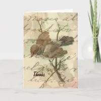 Vintage Sparrow Thanks Thank You Card