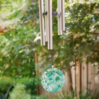 Elegant Dandelion Monogram Green and White | Wind Chime