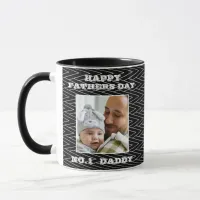 No.1 Daddy Black And White Zig Zag Name And Photo Mug