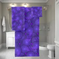 Purple planets, modern fractal pattern bath towel set