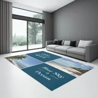 Free Spirit - Blue Sky and Ocean Caribbean Collage Rug