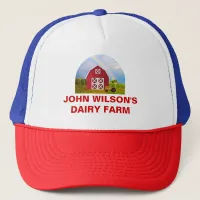 Custom Red Barn Blue Sky Farm Your Company's Name  Trucker Hat