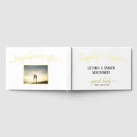 Happily Ever After Gold Script Photo Wedding Foil Guest Book