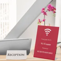 Red white guest customer wifi network password  pedestal sign