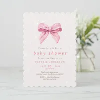 Elegant Pink Winter Snow Coquette Baby Shower Invitation