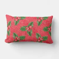 Festive Holly Berries Lumbar Pillow