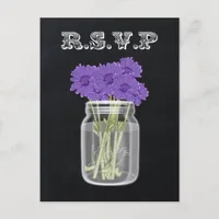 Vintage Chalkboard Mason Jar floral rsvp Invitation Postcard