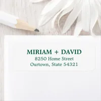 Minimalist Green Serif Name + Return Address Label