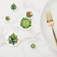 Watercolor Tropical w/Toucan Green ID577 Confetti