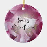 Pink Peony Graduation Photo Ceramic Ornament