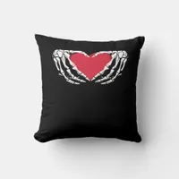 Funny Skeleton Heart Hands Classic Look Throw Pillow