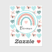 Personalized Rainbows, Butterflies and Hearts Sticker