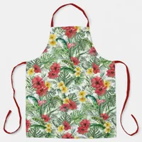 Tropical Flowers Jungle Floral Pattern Apron