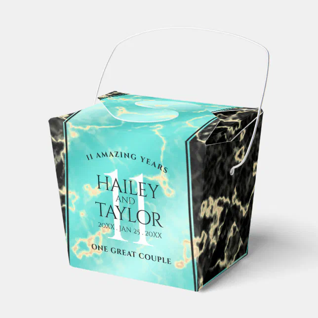 Elegant 11th Turquoise Wedding Anniversary Favor Boxes