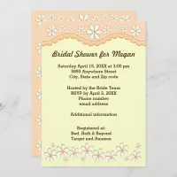 Light Orange Six Petal Flower Bridal Shower Invite