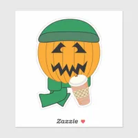 Pumpkin Hipster Jack-o-lantern Halloween Design Sticker