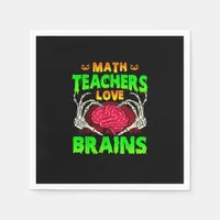 Math Teachers Brains Skeleton Hand Heart Halloween Napkins