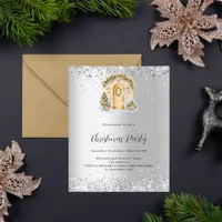 Christmas party gold door silver invitation