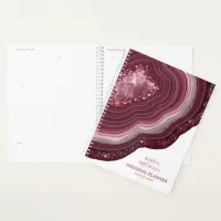 Agate Geode Glitter Wedding Plans Burgundy ID647 Planner