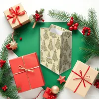 Vintage Cream Script Tree Holiday Medium Gift Bag