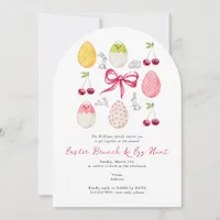 Easter Bunny Brunch Egg Hunt Cherry Coquette Bow Invitation