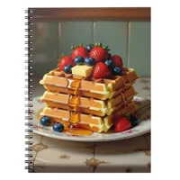 Antique Plate of Waffles with Strawberries  Notebook