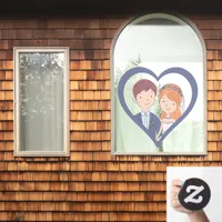 Simple, Cartoon-Iike Spouses Illustration Wedding  Window Cling