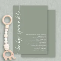 Rotated Calligraphy Sage Baby Shower Sprinkle Invitation