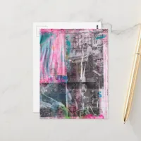 Vintage Working Men Black White Pink Blue  Postcard