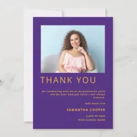 Modern Photo 2024 Graduation Yellow Purple Thank You Card