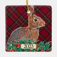 Rabbit and Squirrel Double-Sided Customizable Ceramic Ornament