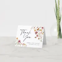 Bohemian Wildflower Wedding Thank You Card 