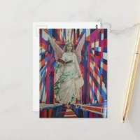 Vintage Angel Crossing the Bridge collage art Postcard