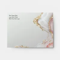 Elegant Blush Agate Fluid Ink  Envelope