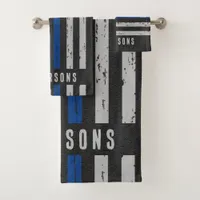 Personalized Thin Blue Line Police      Bath Towel Set