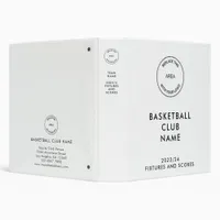 Custom Logo Basketball Club Any Color Fixtures 3 Ring Binder