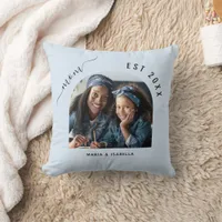Mother blue photo children kid throw pillow