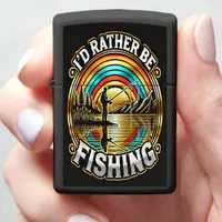 Serene Sunset Fishing Zippo Lighter