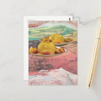 Peach Mountains Surreal Collage Postcard