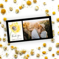 Yellow Sunflower on White Watercolor Wedding Thank You Card