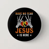 Jesus Is Heart Skeleton Hand Minimal Design Button