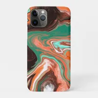 Brown, Teal, Orange Marble Digital Art  iPhone 11 Pro Case