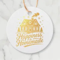 Happiness Is Homemade Christmas Holiday Foil Favor Tags