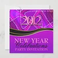 Femme Abstract Purple Pink New Year Party Invitation