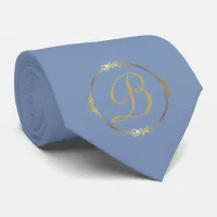 Monogram in gold with infinity circle on Blue | Neck Tie