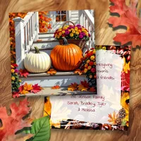 Pretty Fall Front Steps | Happy Thanksgiving  Card