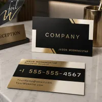Bold Foil on Black Minimalist Corporate  Spot Gloss Business Cards