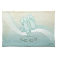 Beach House Sunglasses and Flip Flops Aqua ID623 Cloth Placemat