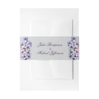 Romantic and Poetic Pastel Lilac Watercolor Invitation Belly Band