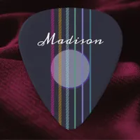 Colorful Strings Sleek Modern Monogrammed Guitar Pick